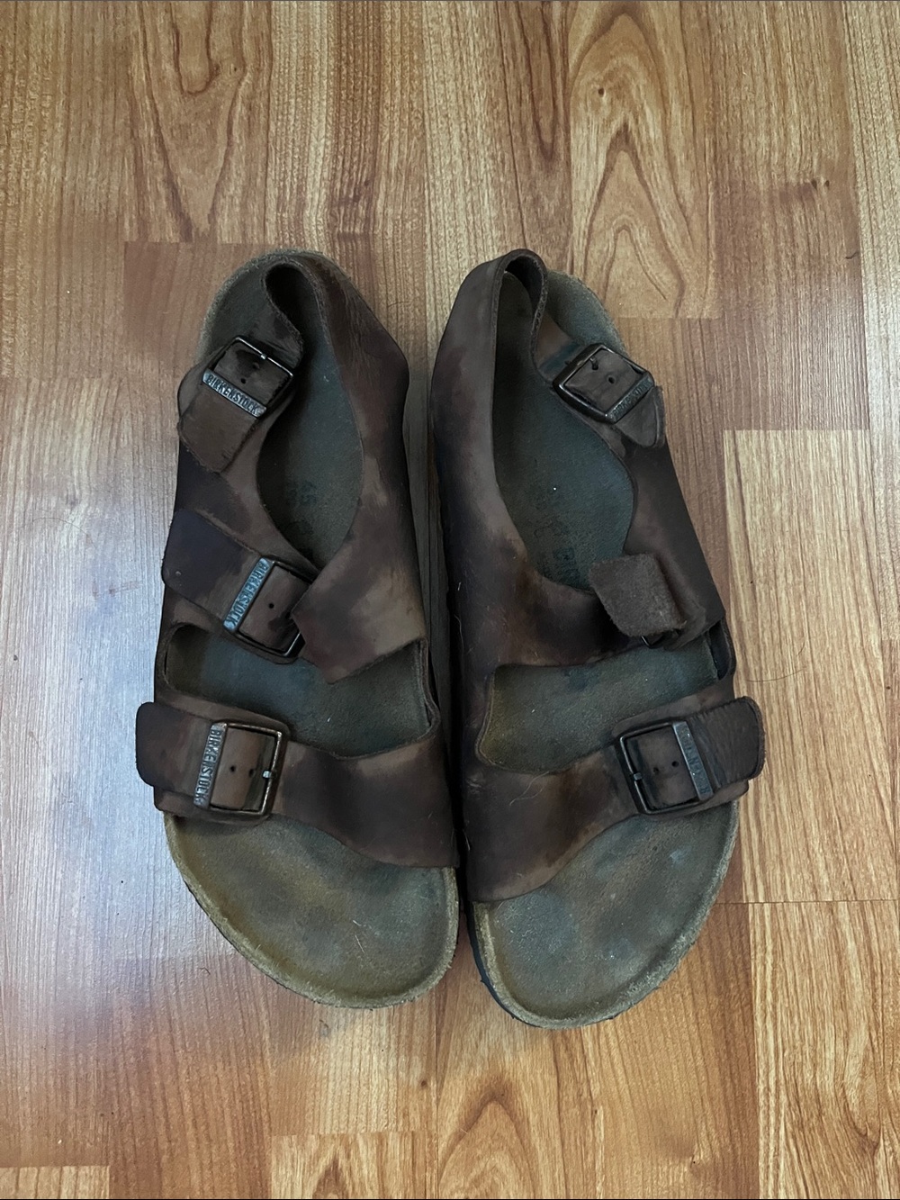 Birkeston | Mens | 45 | Classic Men's Brown Leather | Buckle Sandals